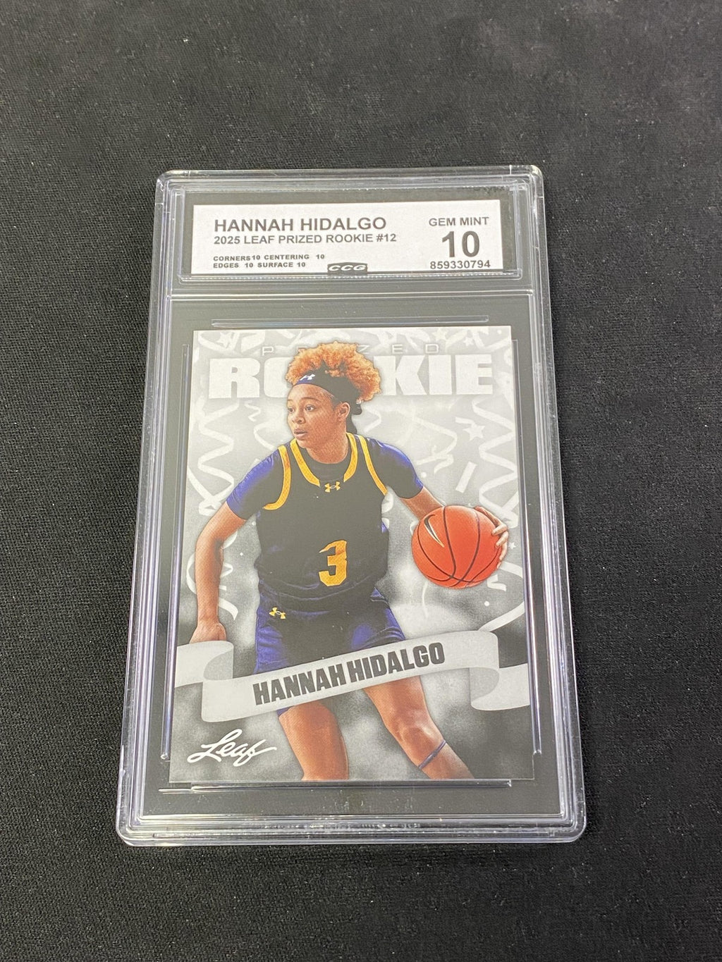 Hannah Hidalgo 2025 Leaf Prized Rookie CCG 10 Notre Dame Rookie
