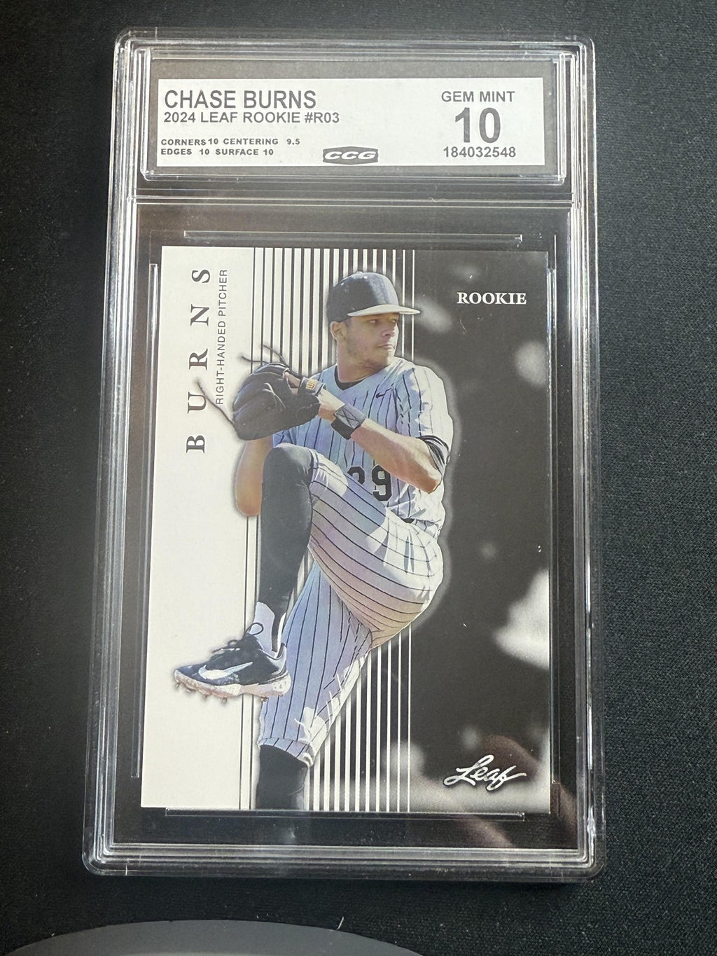 Chase Burns 2024 Leaf Rookie CCG 10 Reds Rookie