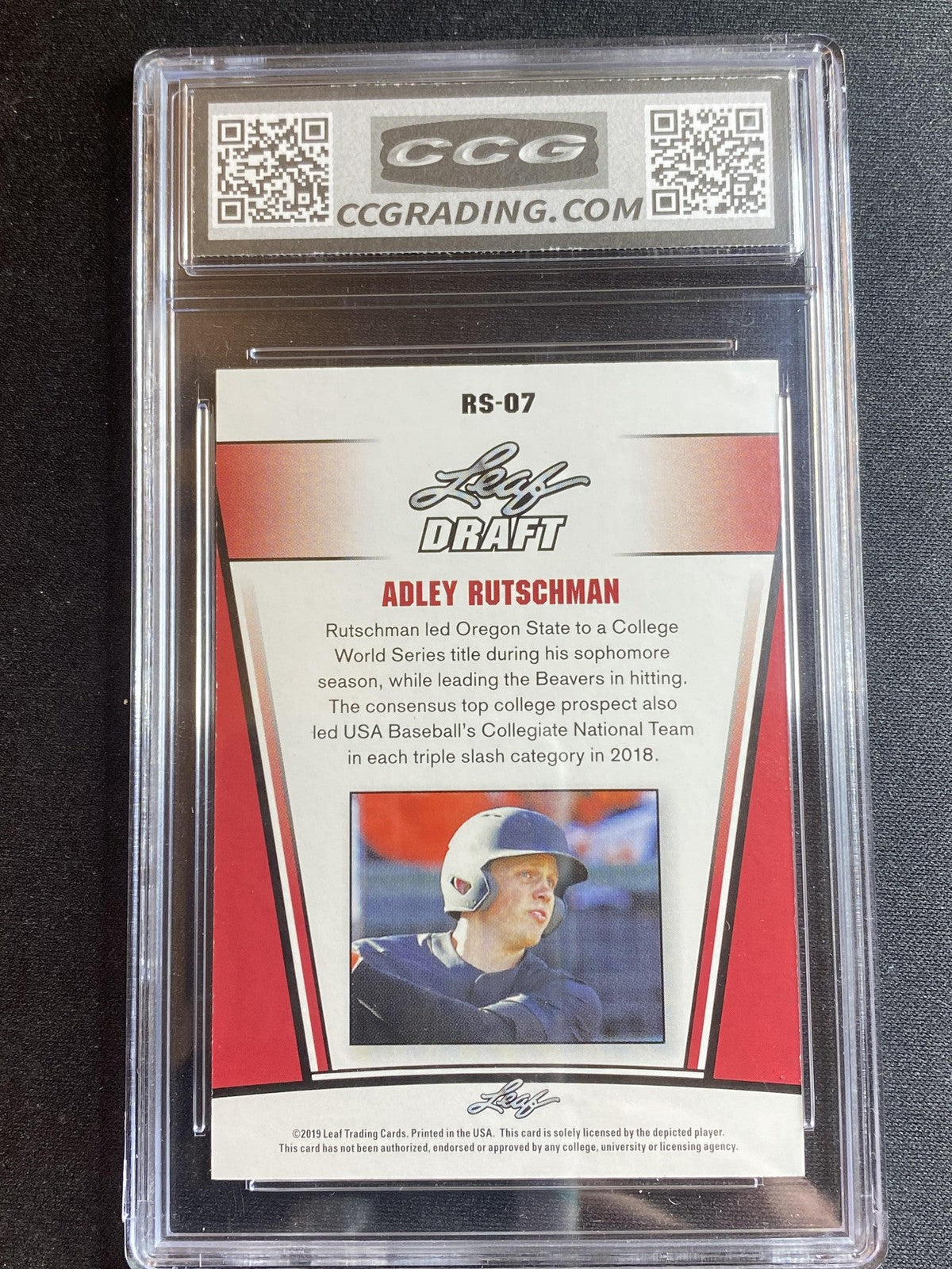 Adley Rutschman 2019 Leaf Draft Rookie RS07 CCG 10 RC