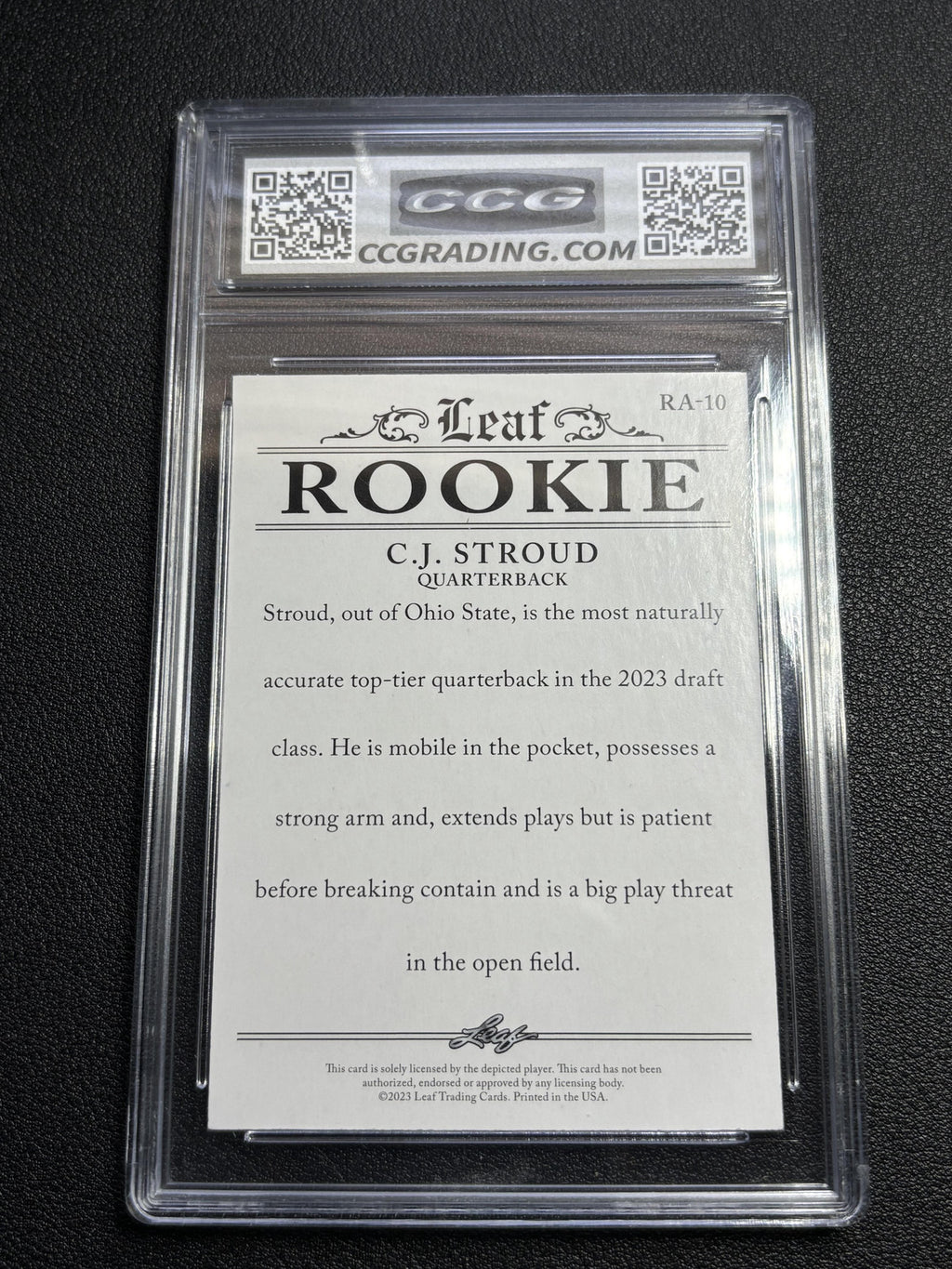 C.J. Stroud 2023 Leaf Rookie Achievement CCG 10