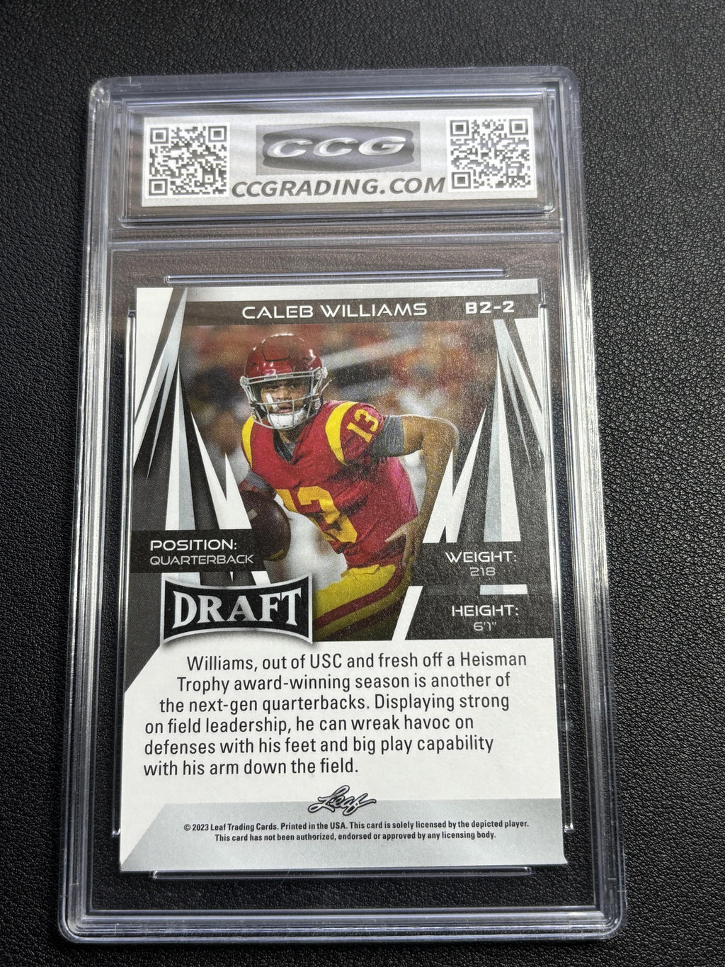 Caleb Williams 2023 Leaf Draft Rookie CCG 10