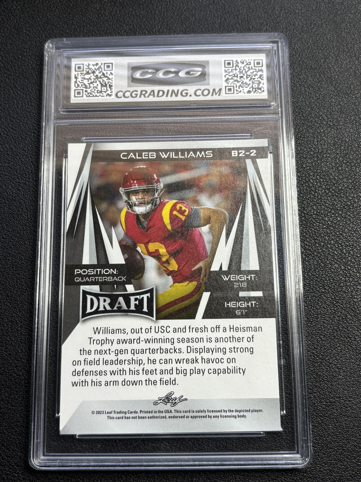 Caleb Williams 2023 Leaf Draft Rookie CCG 10