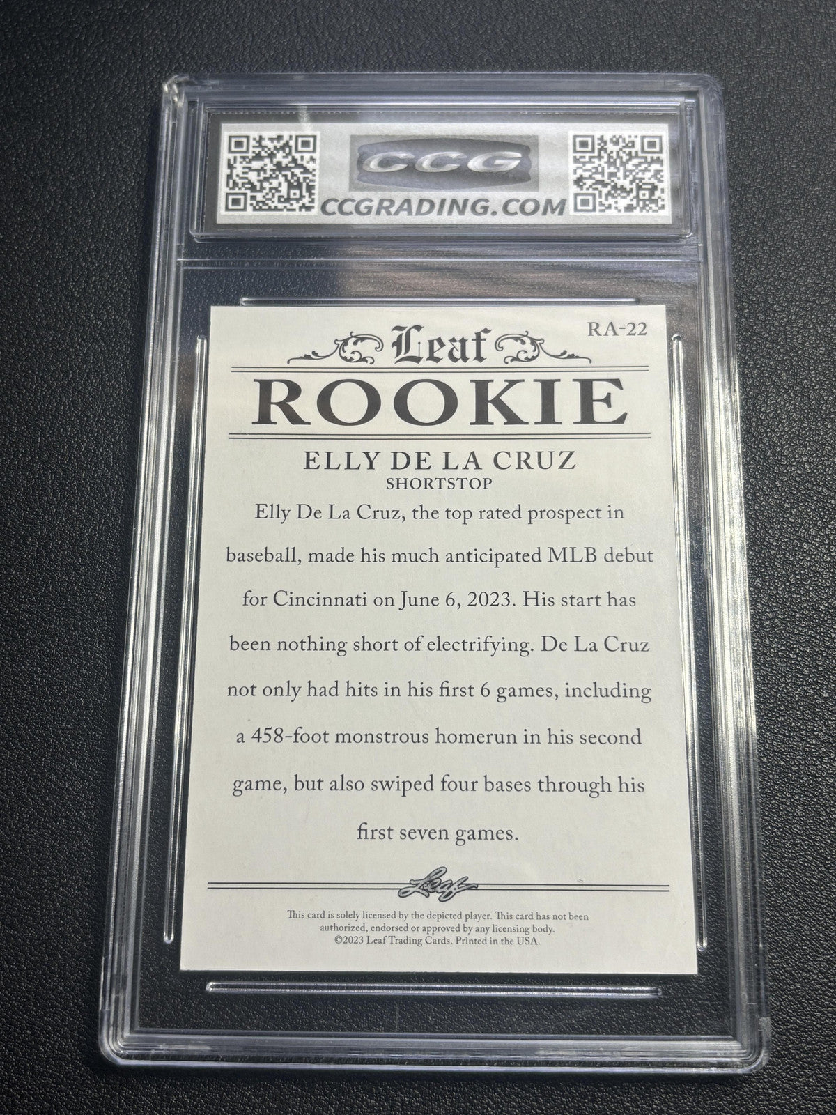 Elly De La Cruz 2023 Leaf Rookie Rookie Achievement CCG 10