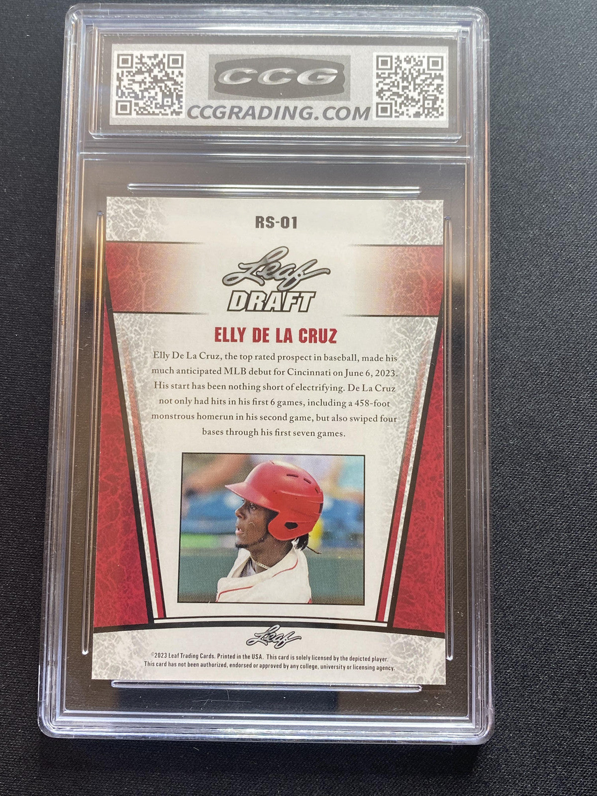 Elly De La Cruz 2023 Leaf Draft RS01 Silver Rookie CCG 10 RC