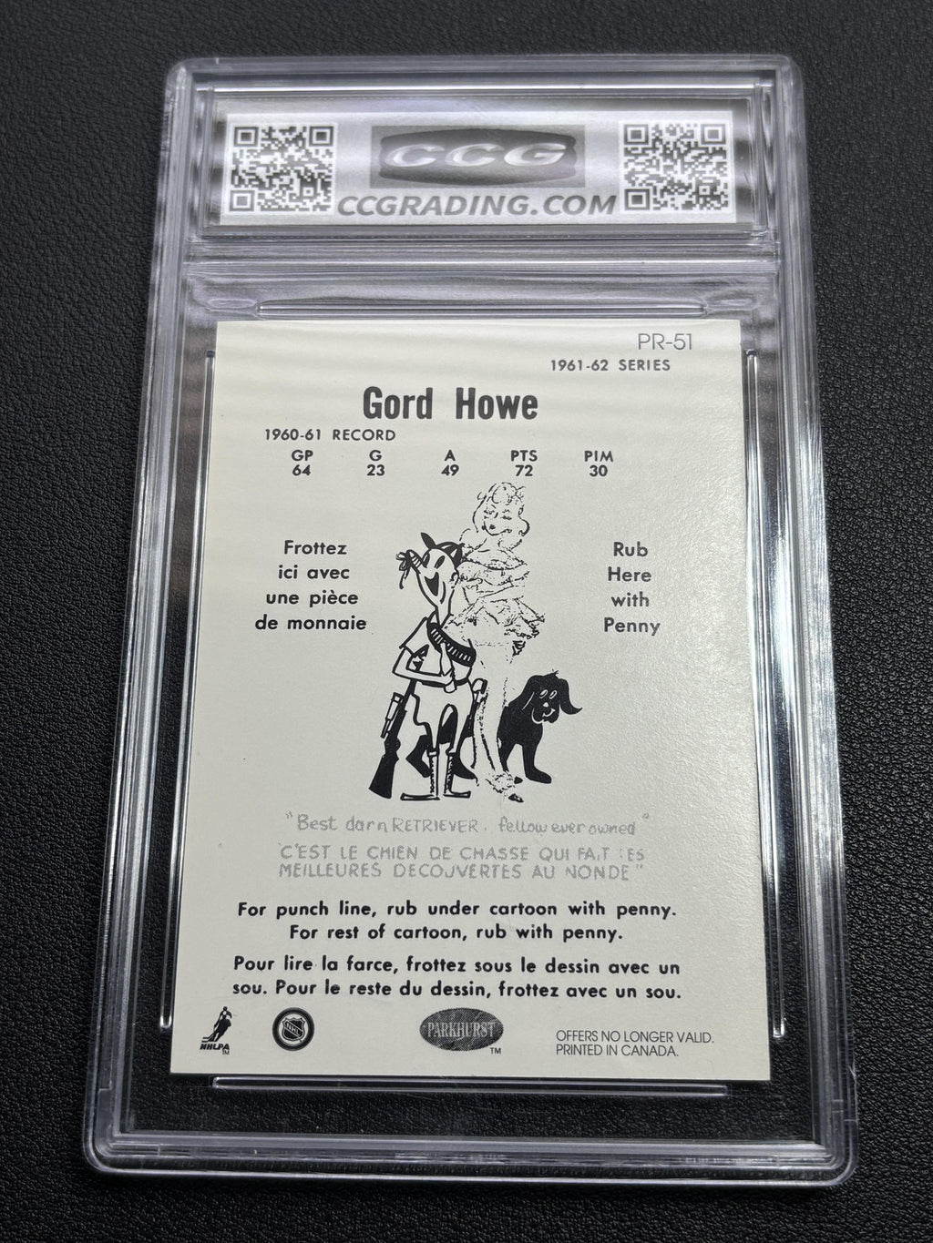 Gordie Howe 1993/94 1961-62 Parkhurst RP CCG 10