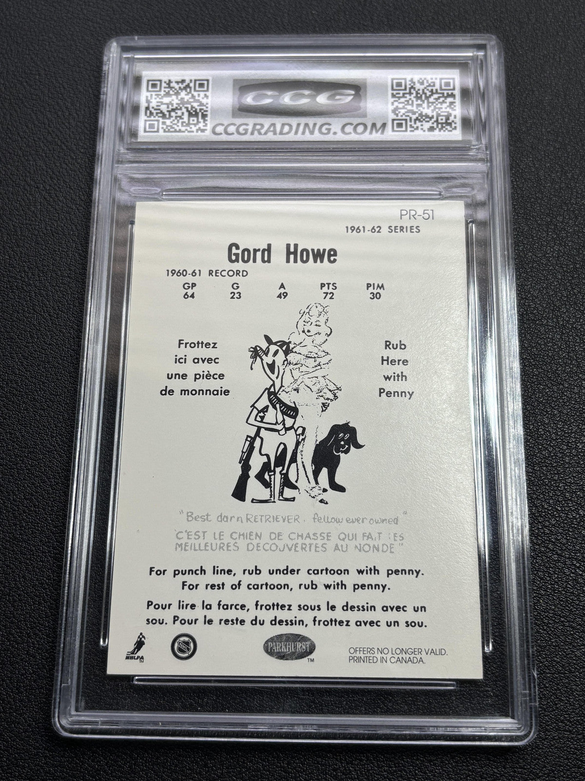 Gordie Howe 1993/94 1961-62 Parkhurst RP CCG 10
