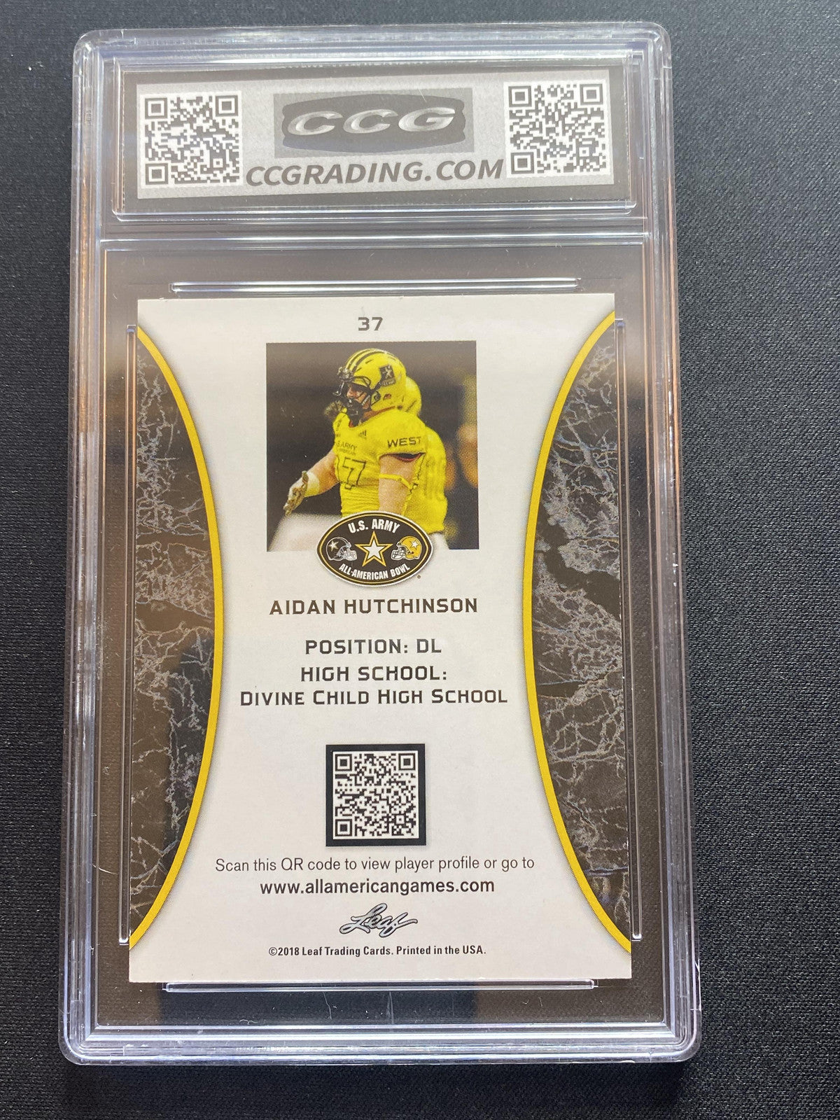 Aidan Hutchinson 2018 Leaf Army All American Bowl 37 CCG 9.5 RC