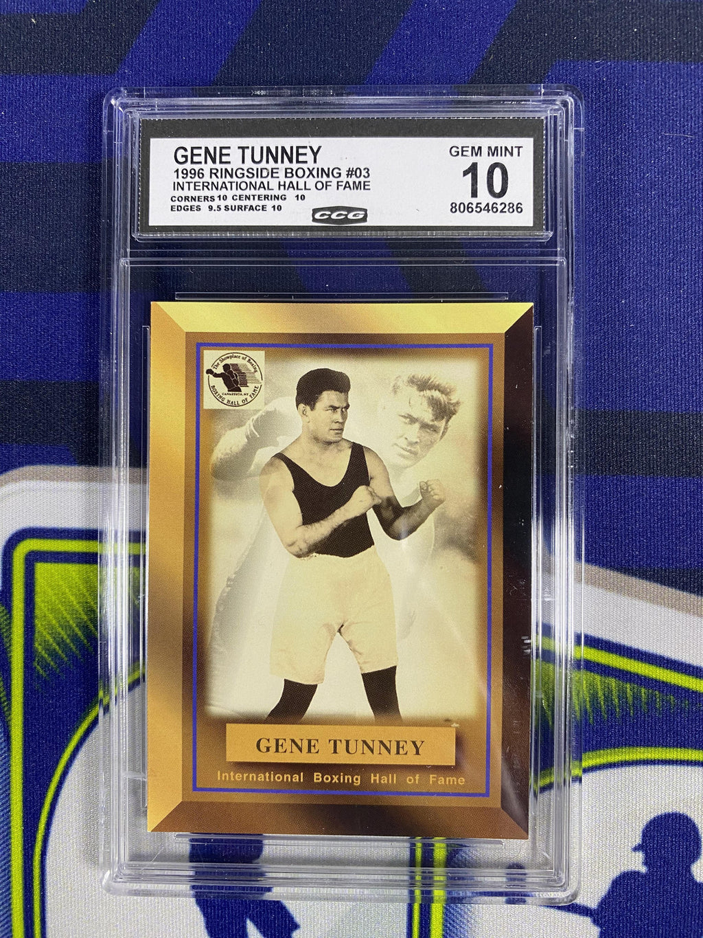 Gene Tunney 1996 Ringside Boxing 3 Intl HOF CCG 10 RC