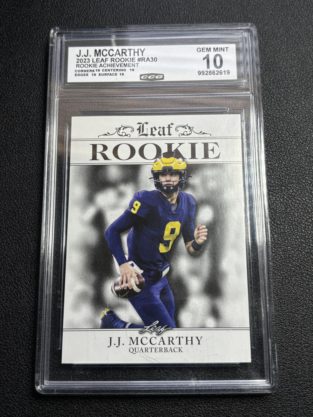 J.J. McCarthy 2023 Leaf Rookie Achievement CCG 10