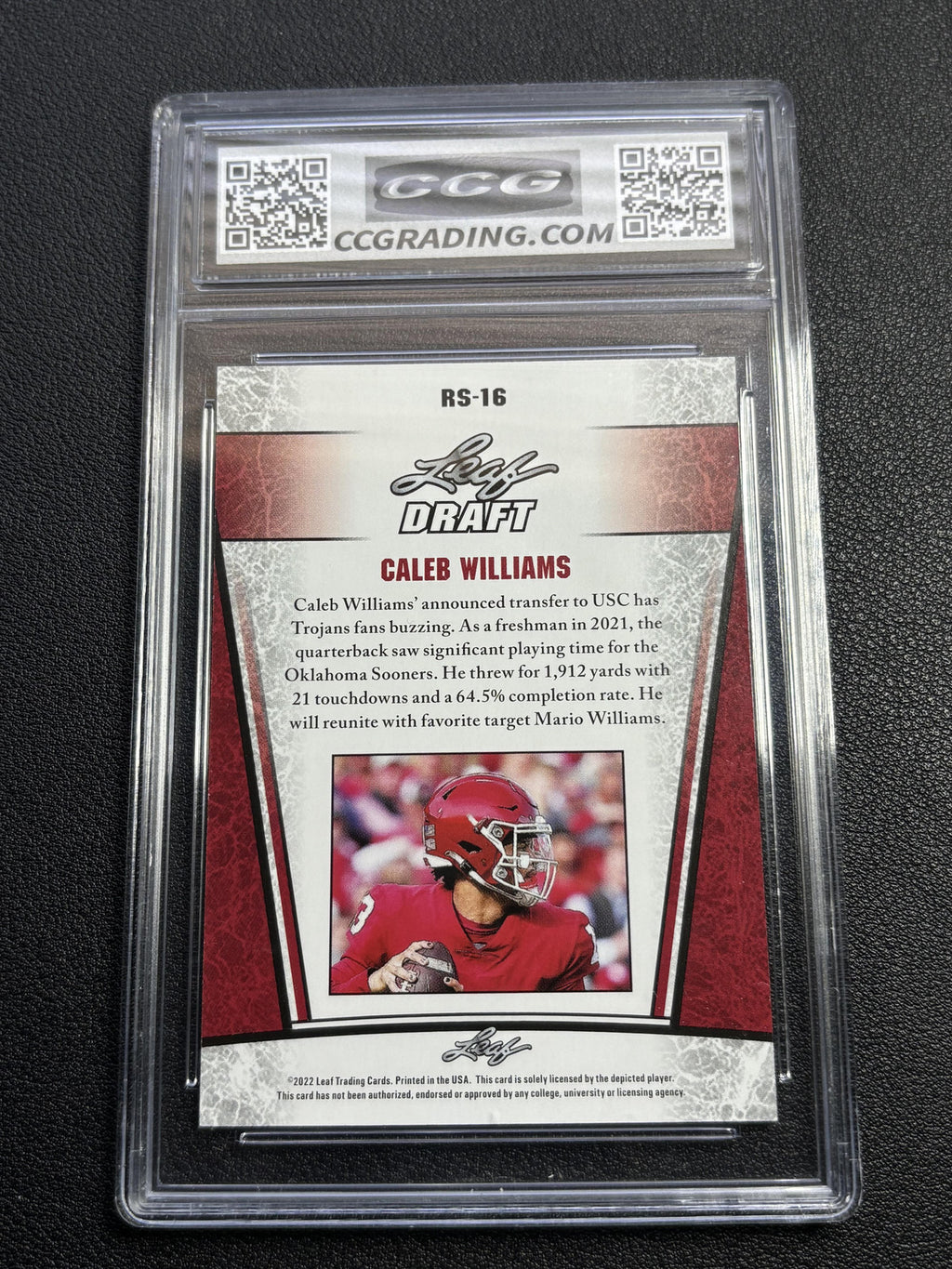 Caleb Williams 2022 Leaf Draft Silver Rookie CCG 10