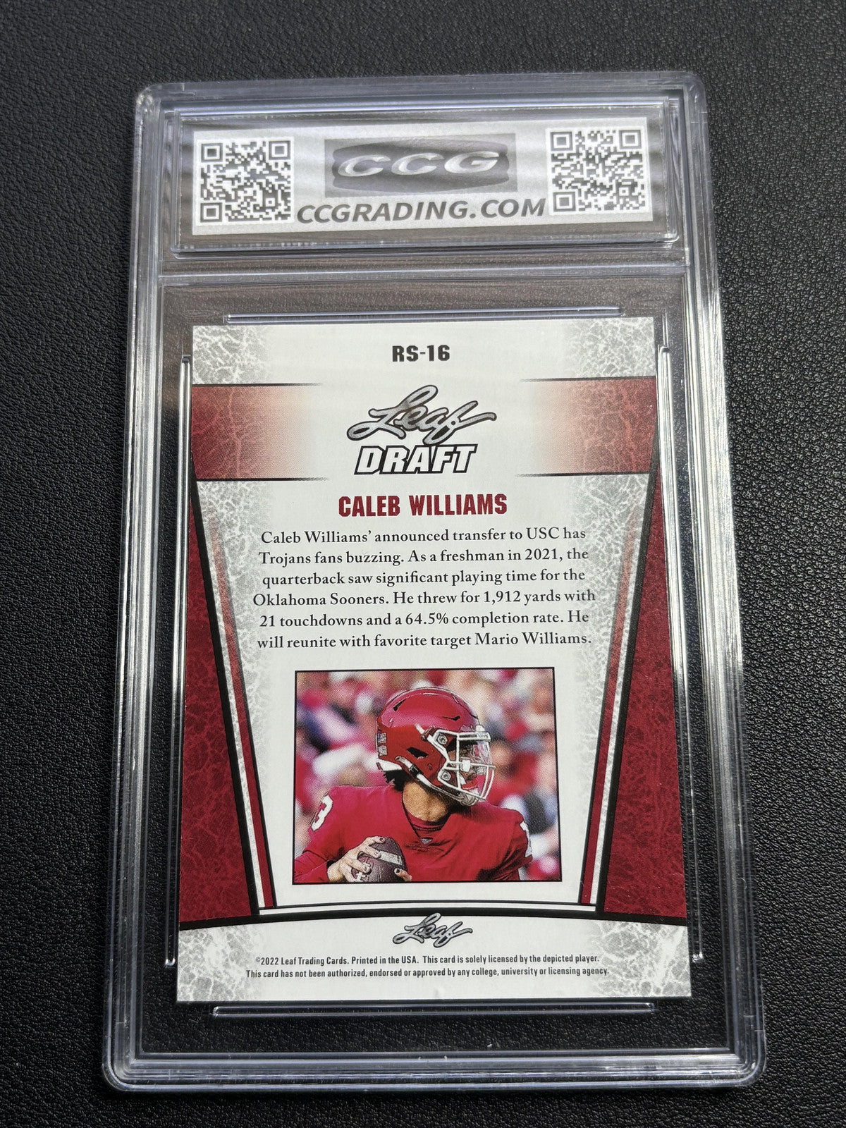 Caleb Williams 2022 Leaf Draft Silver Rookie CCG 10