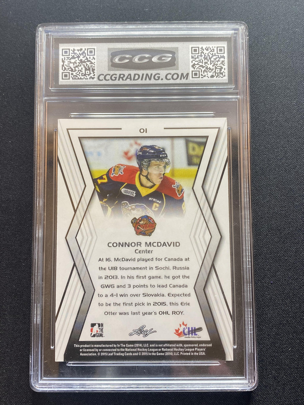 Connor McDavid 2015 Leaf In The Game 1 CCG 10 RC