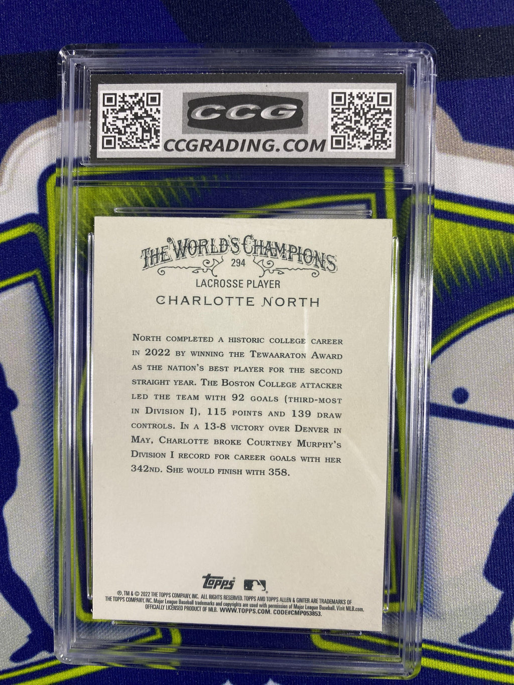 Charlotte North 2022 Topps Allen & Ginter 294 CCG 10 RC