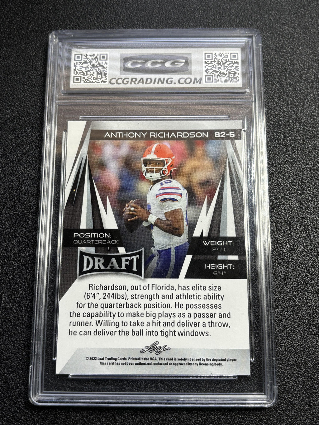 Anthony Richardson 2023 Leaf Draft V2 Gold Rookie CCG 9.5