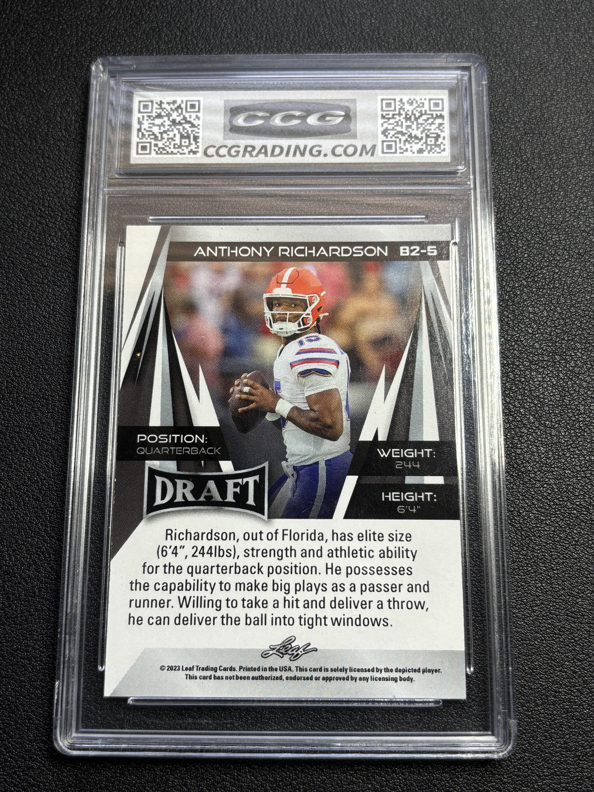 Anthony Richardson 2023 Leaf Draft V2 Gold Rookie CCG 9.5