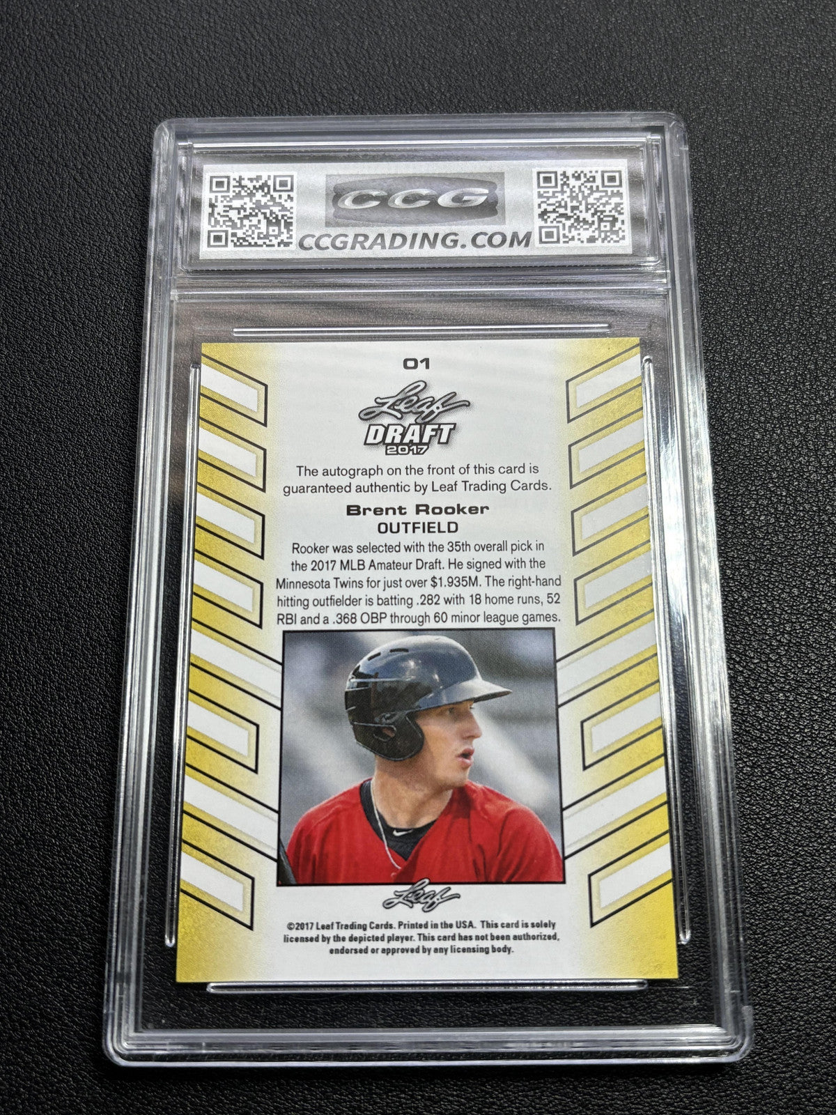 Brent Rooker 2017 Topps Leaf Draft Autograph CCG 10