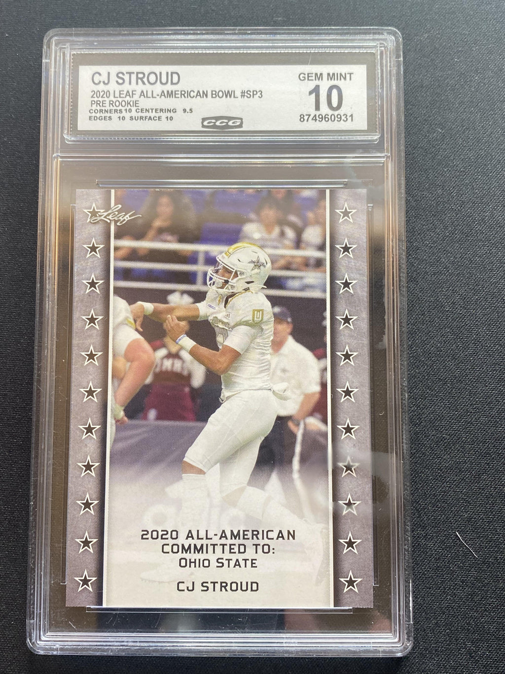 CJ Stroud 2020 Leaf Army All American Bowl SP3 CCG 10 RC