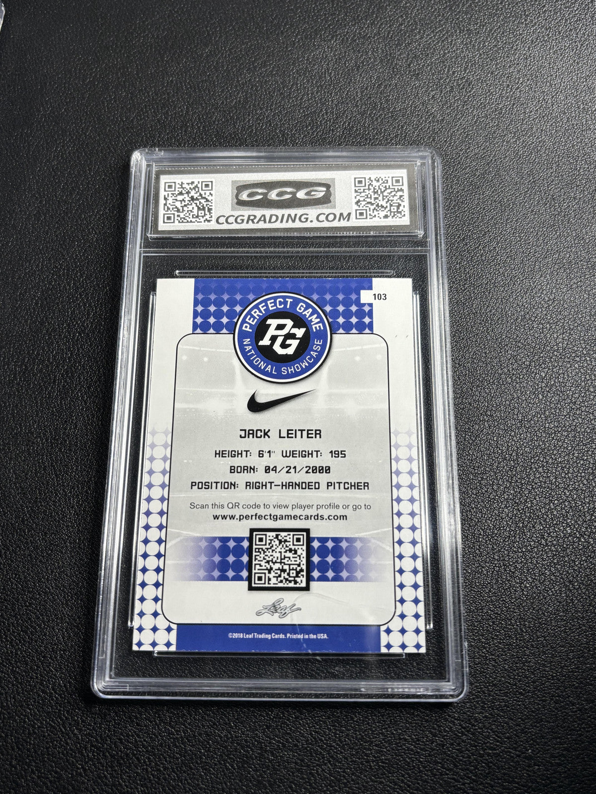 Jack Leiter 2018 Leaf Perfect Game CCG 10