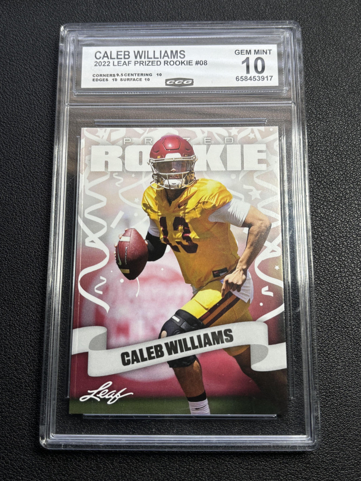 Caleb Williams 2022 Leaf Prized Rookie CCG 10