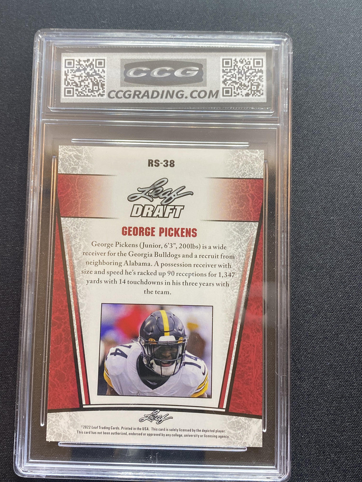 George Pickens 2022 Leaf Draft RS38 Silver Rookie CCG 10 RC