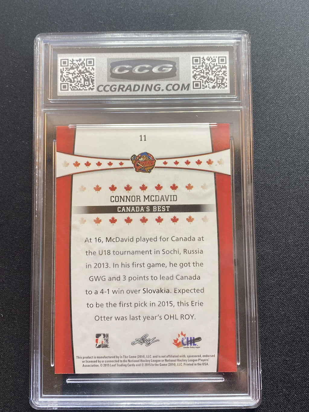 Connor McDavid 2015 Leaf 2015 In The Game CHL Draft 11 CCG 10 RC