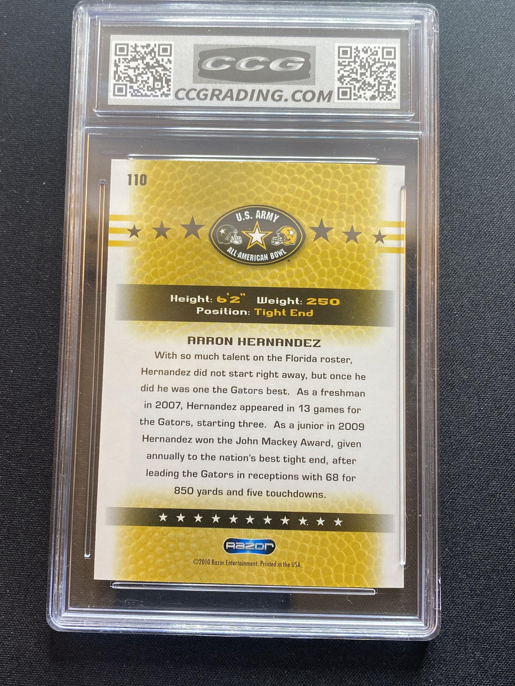 Aaron Hernandez 2007 Razor Entertainment Army All American Bowl 110 CCG 10 RC