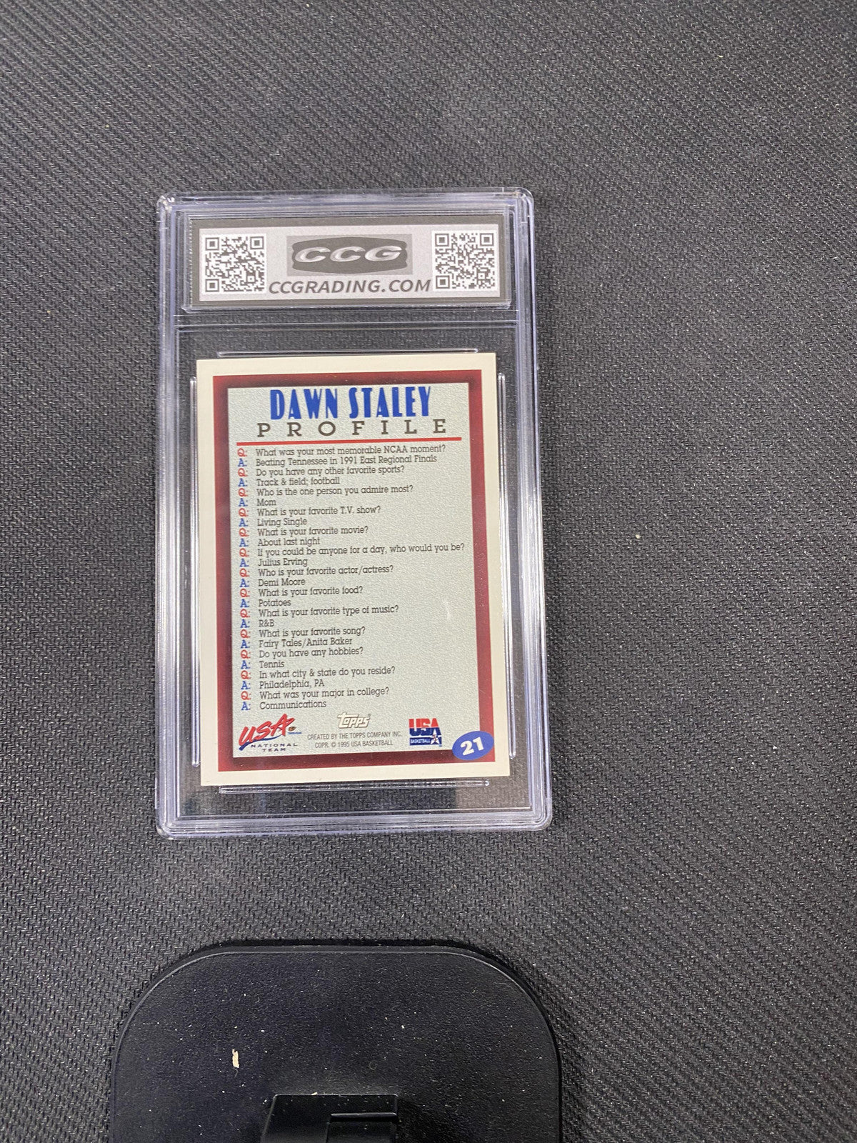 Dawn Staley 1995 Topps Profiles 21 WNBA USA National Team CCG 10 RC