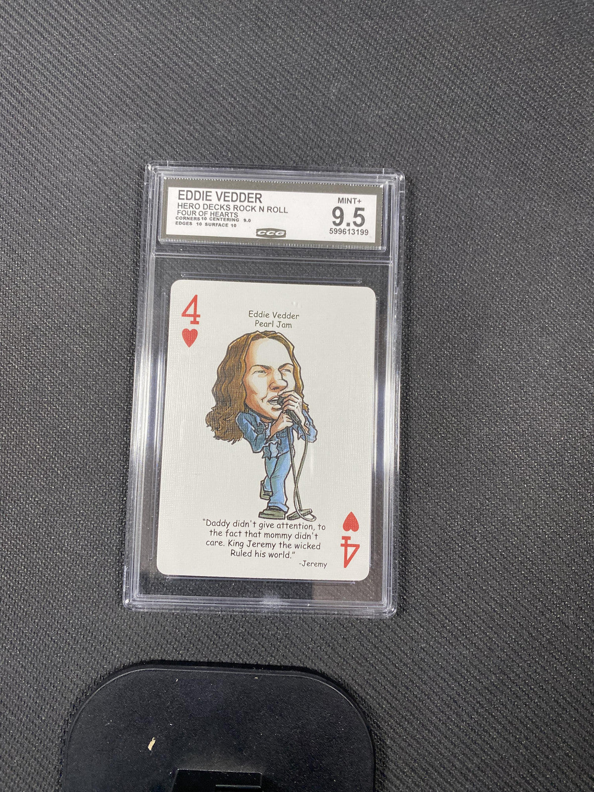 Eddie Vedder 2022 Hero Decks Rock N' Roll Four of Hearts CCG 9.5 RC