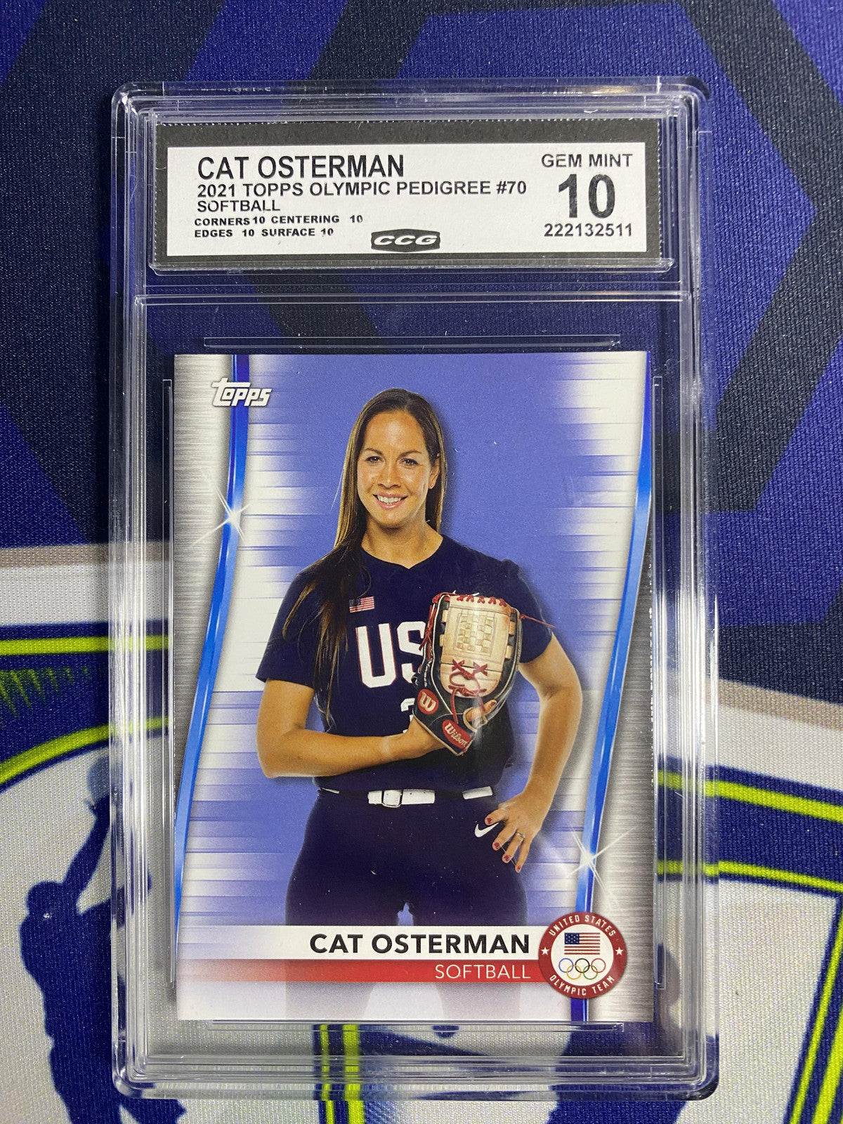 Cat Osterman 2021 Topps Olympic Pedigree 70 Softball CCG 10 RC
