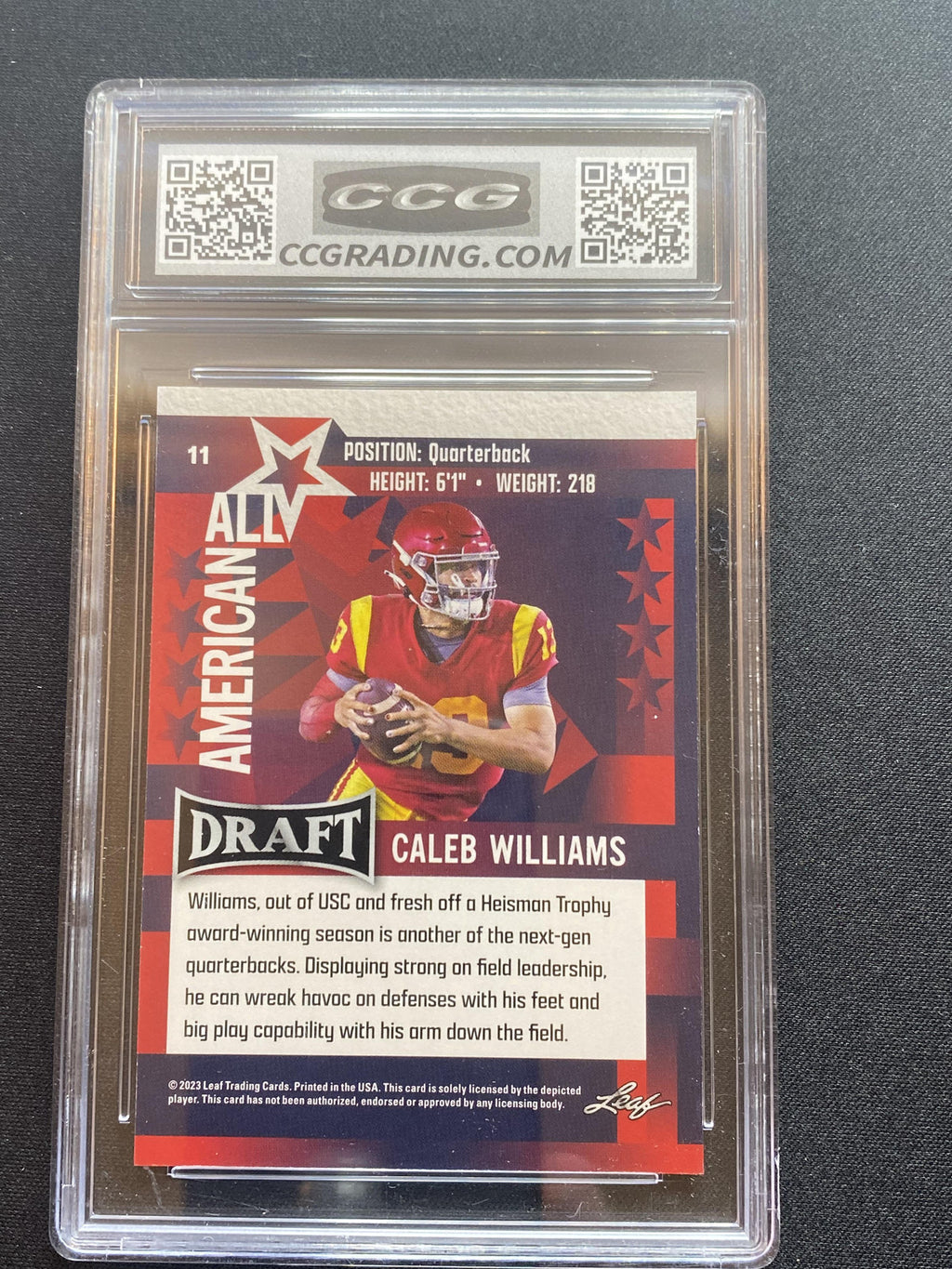 Caleb Williams 2023 Leaf Draft 11 CCG 10 RC