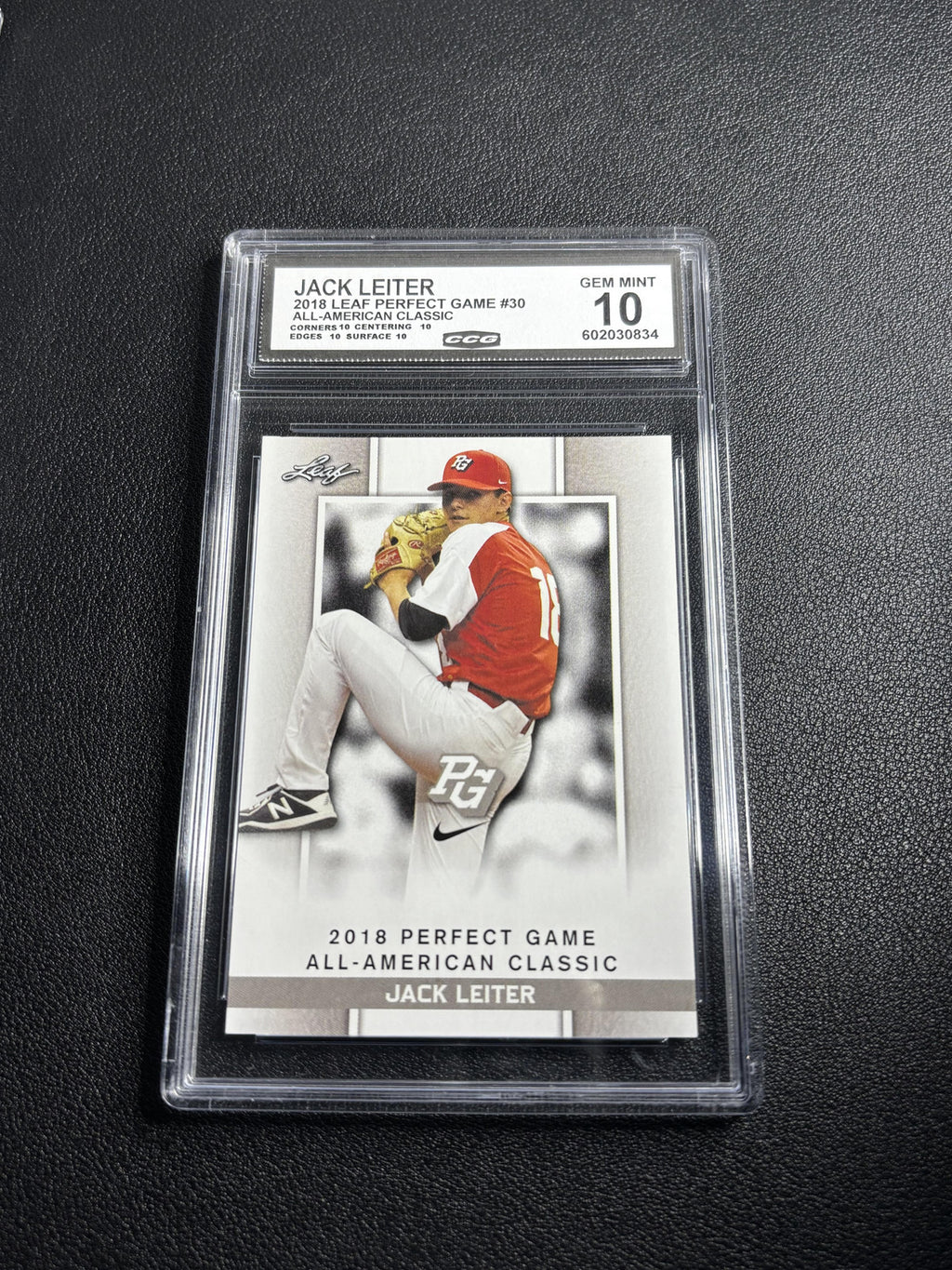 Jack Leiter 2018 Leaf Perfect Game CCG 10