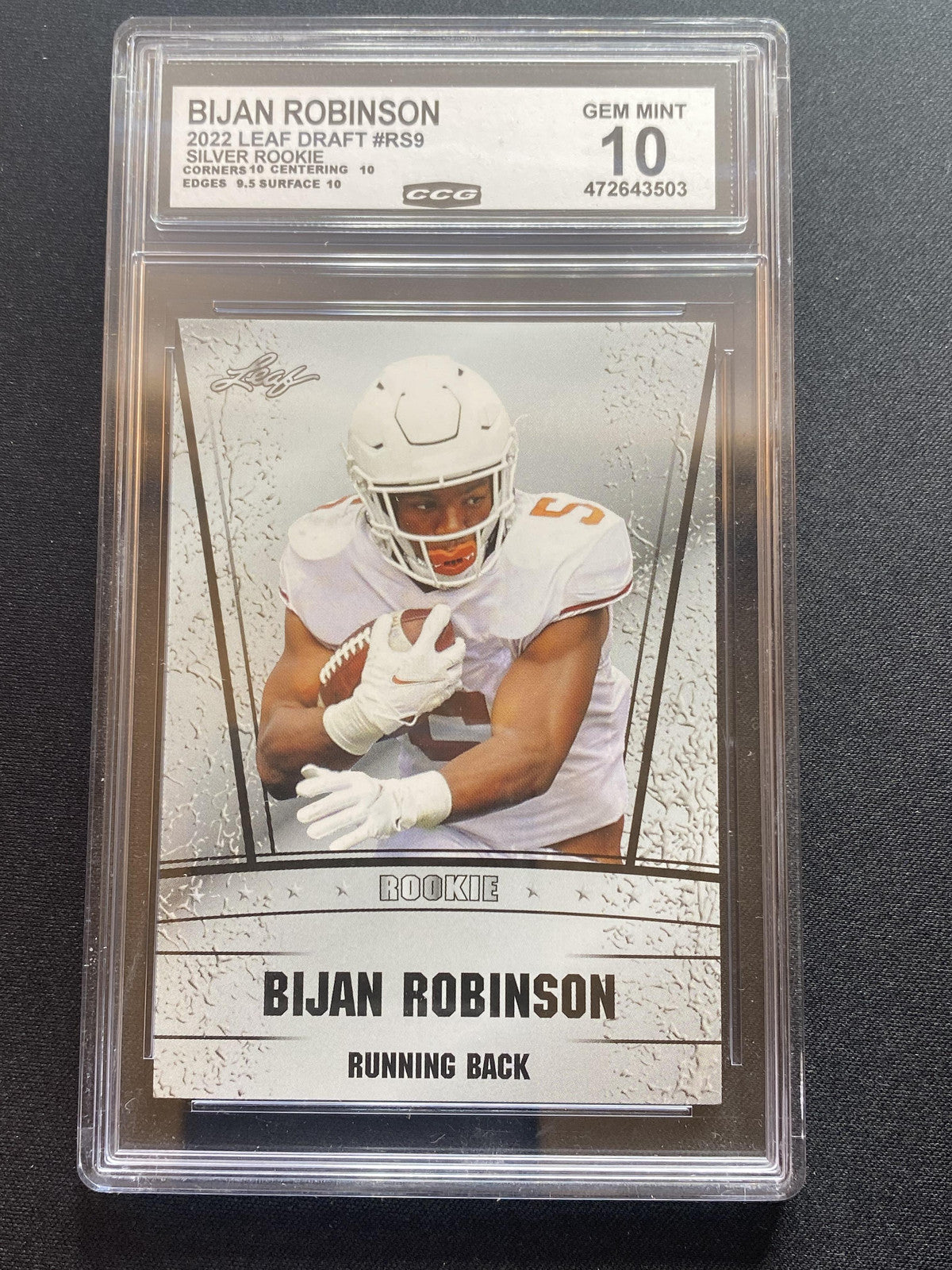 Bijan Robinson 2022 Leaf Draft RS9 Silver Rookie CCG 10 RC