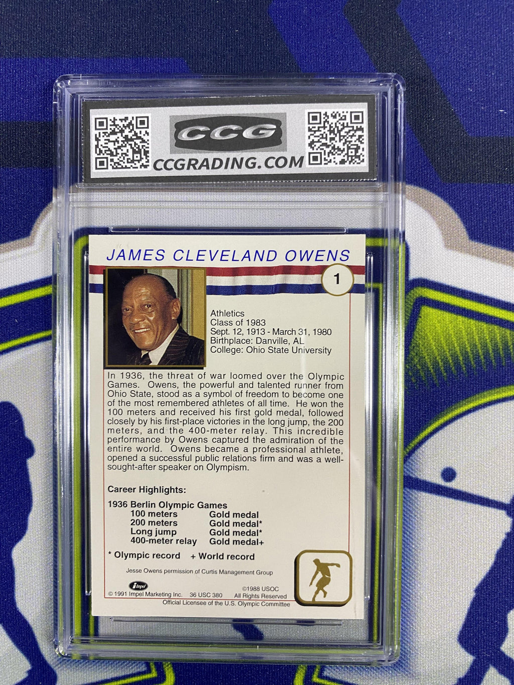 Jess Owens 1991 Impel US Olympic HOF 1 CCG 10 RC