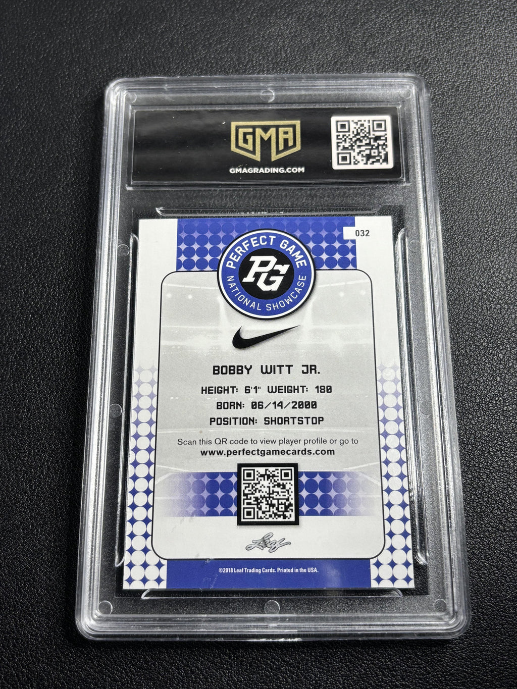 Bobby Witt Jr. 2018 Leaf Perfect Game National Showcase Blue Rookie CCG 10