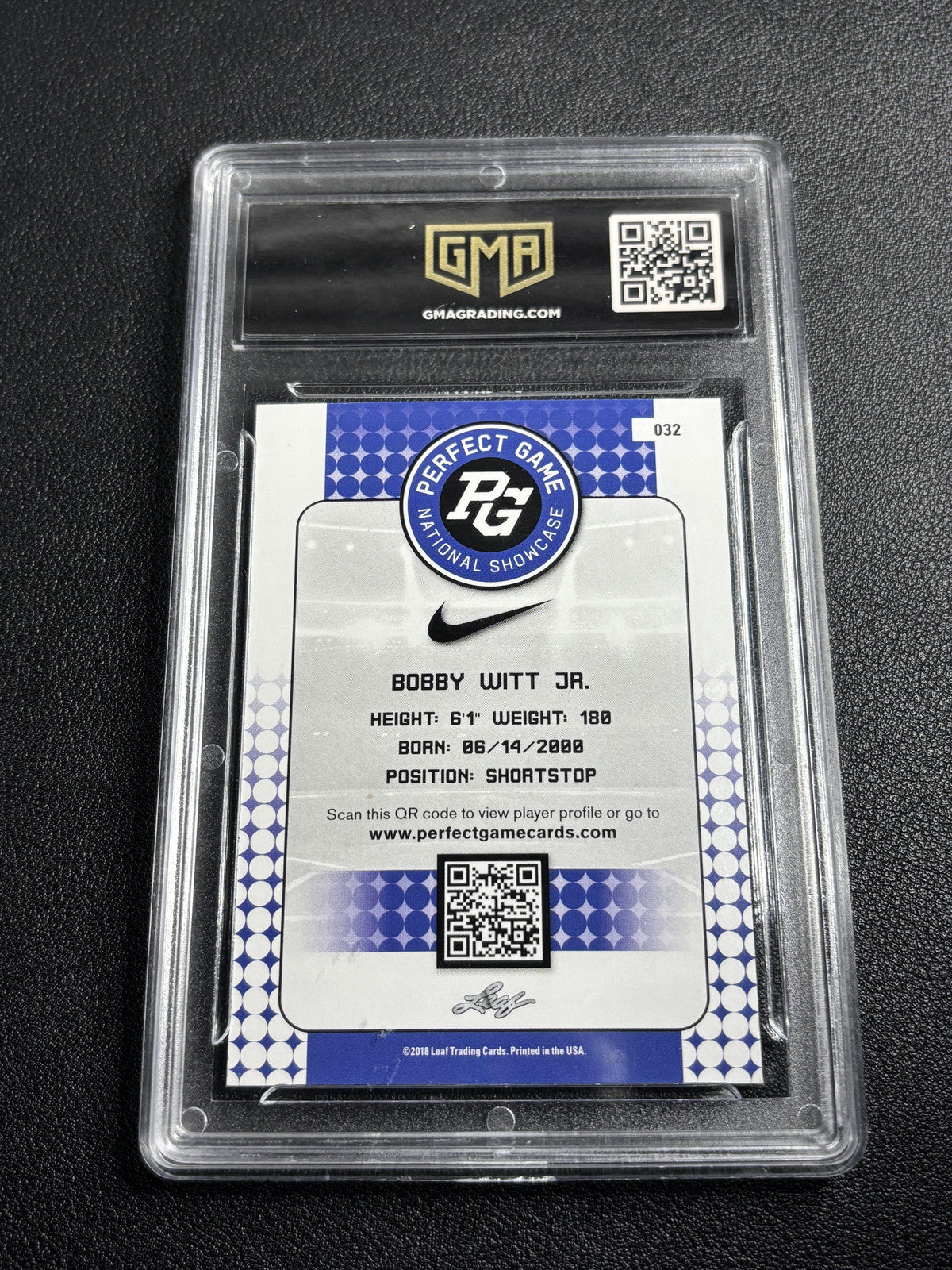 Bobby Witt Jr. 2018 Leaf Perfect Game National Showcase Blue Rookie CCG 10