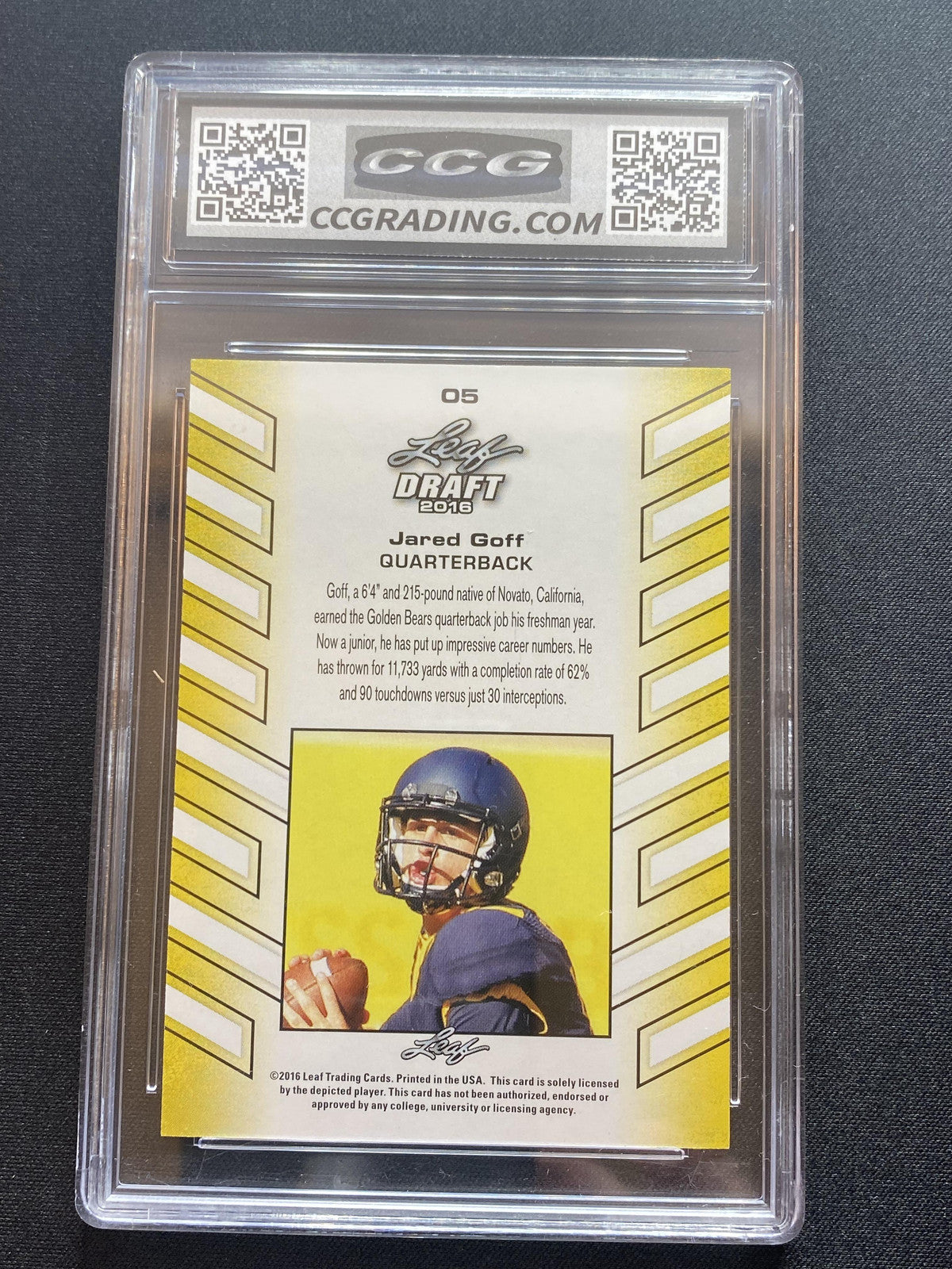 Jared Goff 2016 Leaf Draft 5 CCG 10 RC
