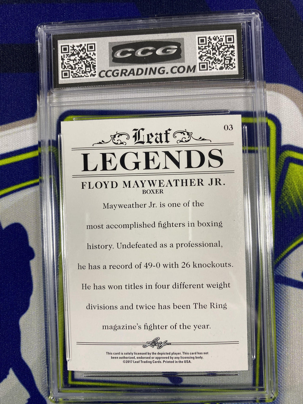 Floyd Mayweather Jr. 2017 Leaf Legends 3 CCG 10 RC