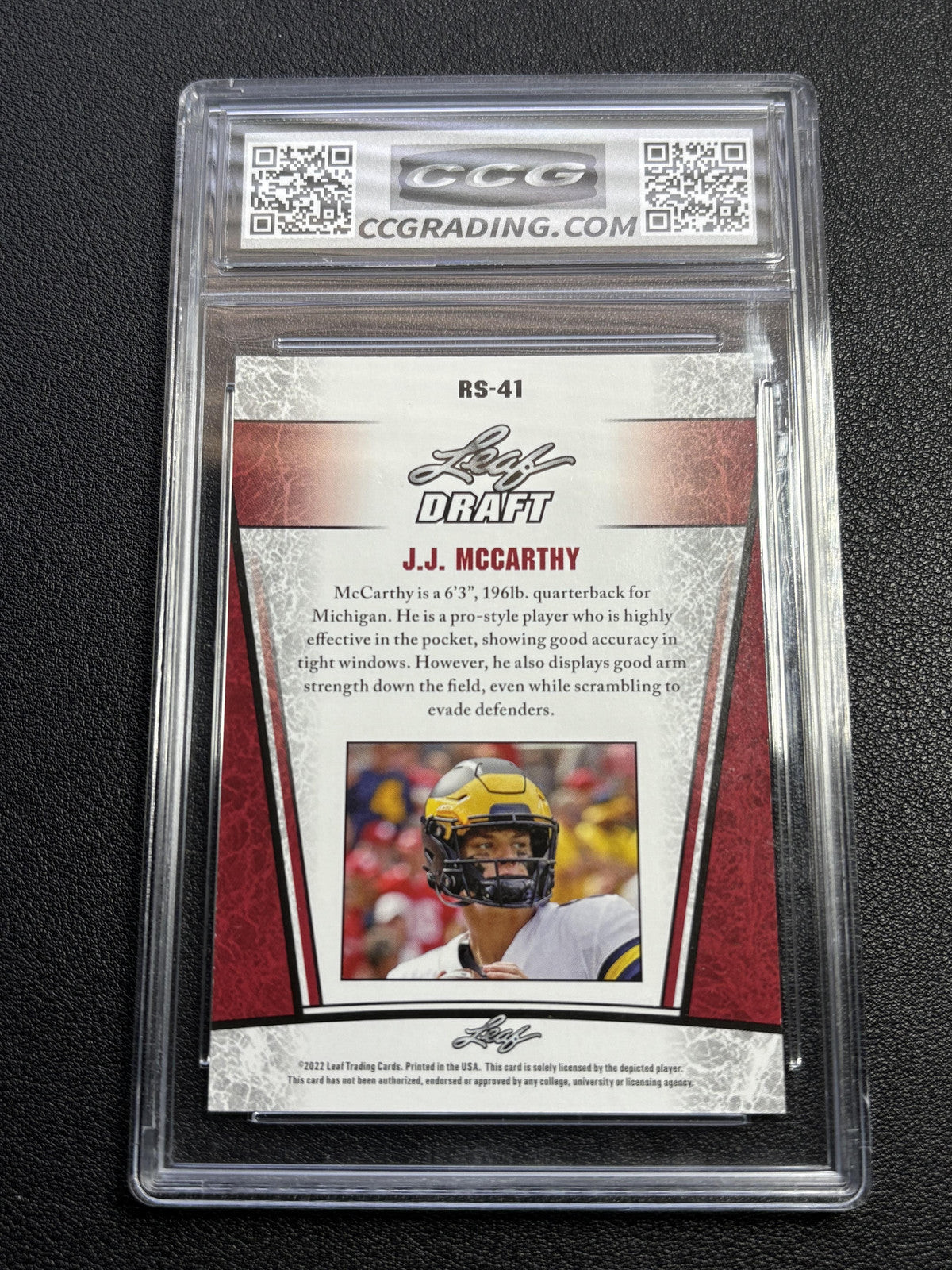 J.J. McCarthy 2022 Leaf Draft Silver Rookie CCG 10