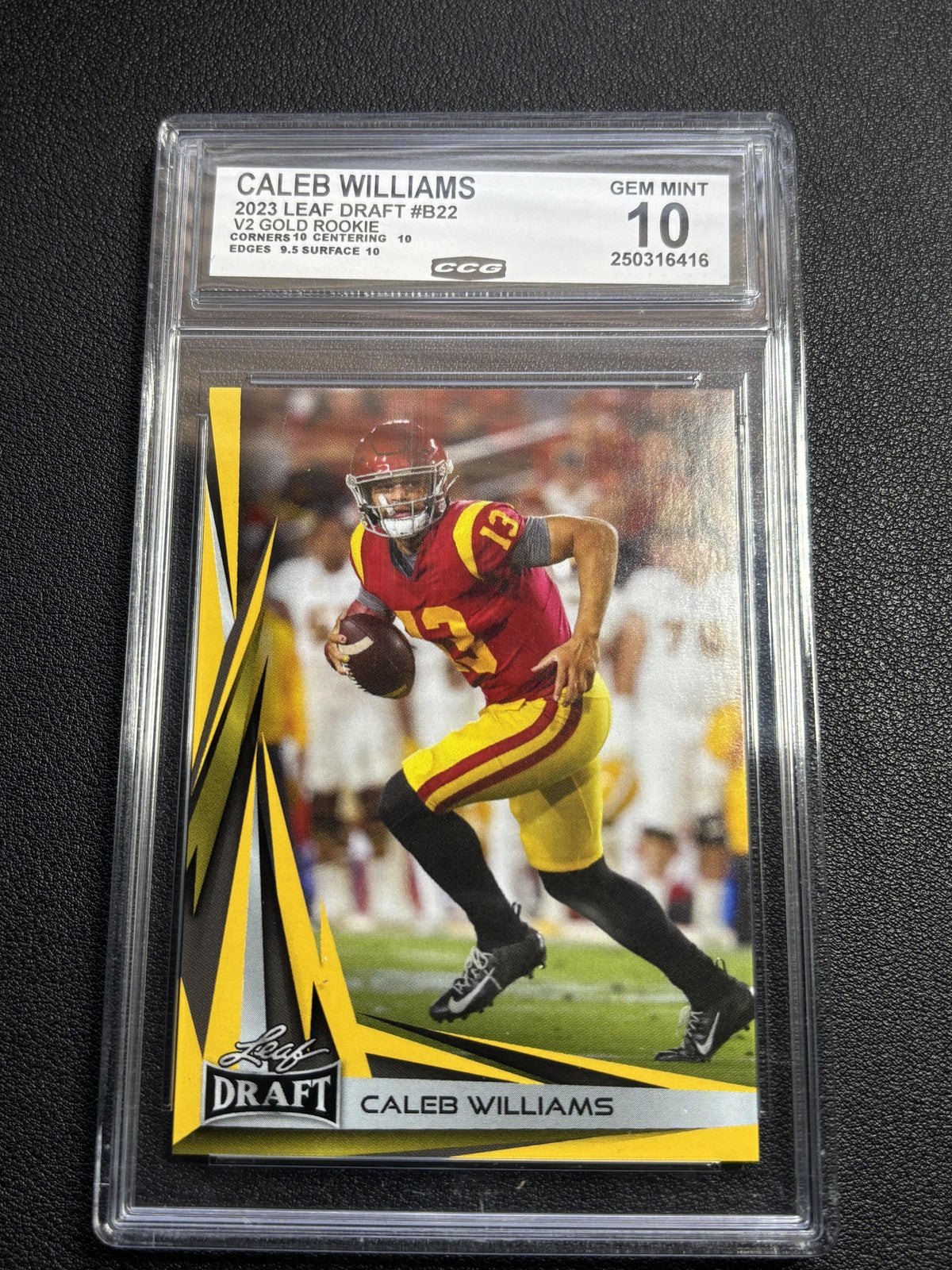 Caleb Williams 2023 Leaf Draft V2 Gold Rookie CCG 10