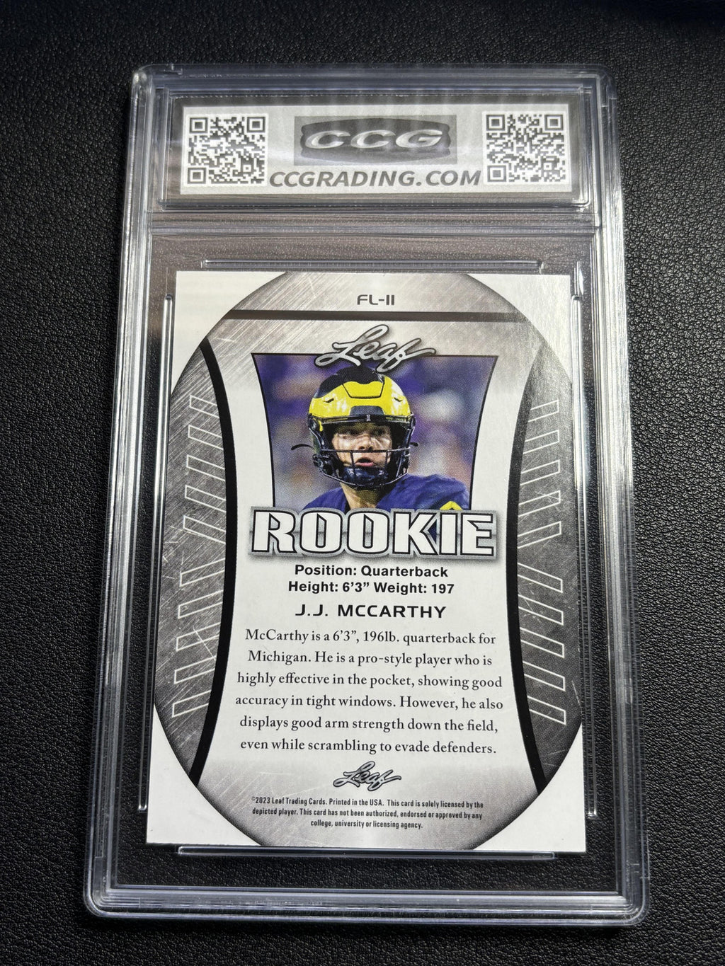 J.J. McCarthy 2023 Leaf Rookie CCG 9.5