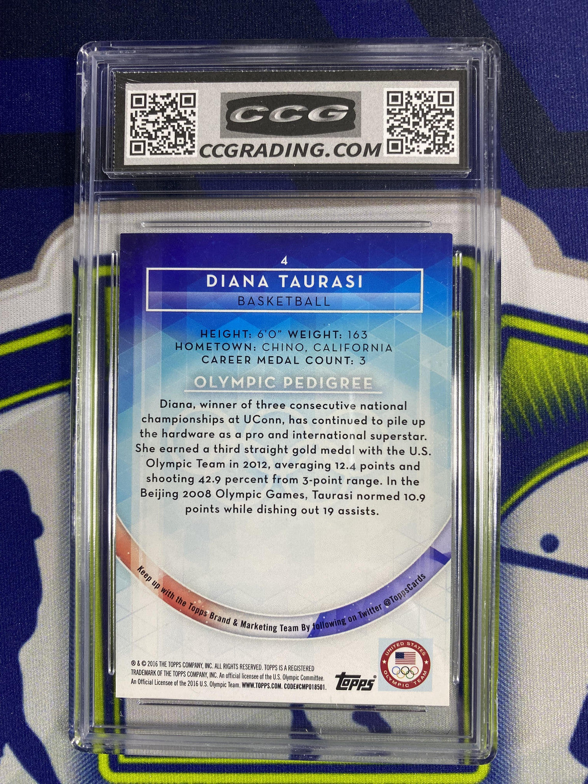 Diana Taurasi 2016 Topps US Olympic Team 4 CCG 9.5 RC
