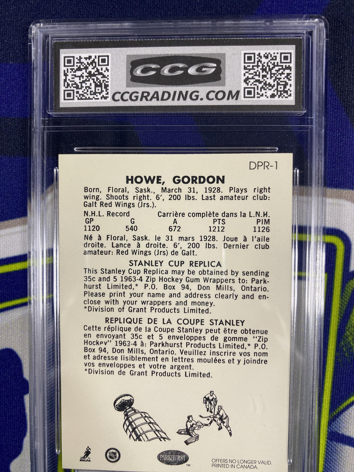 Gordie Howe 1993 Parkhurst SP Parkies Reprint DPR1 CCG 10 RC