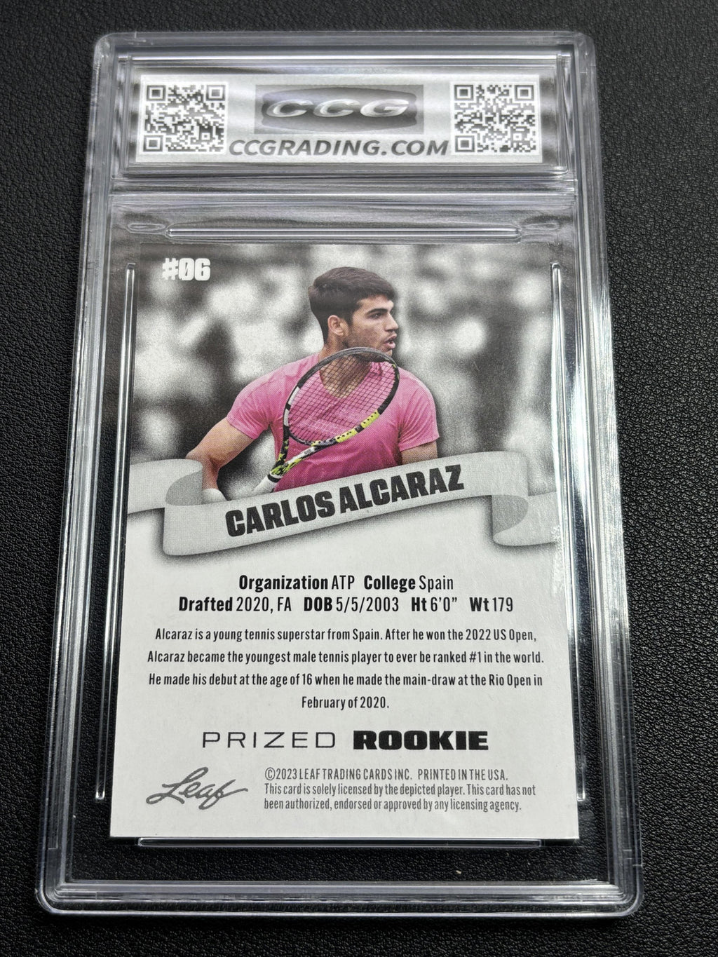 Carlos Alcaraz 2023 Leaf Prized Rookie CCG 10