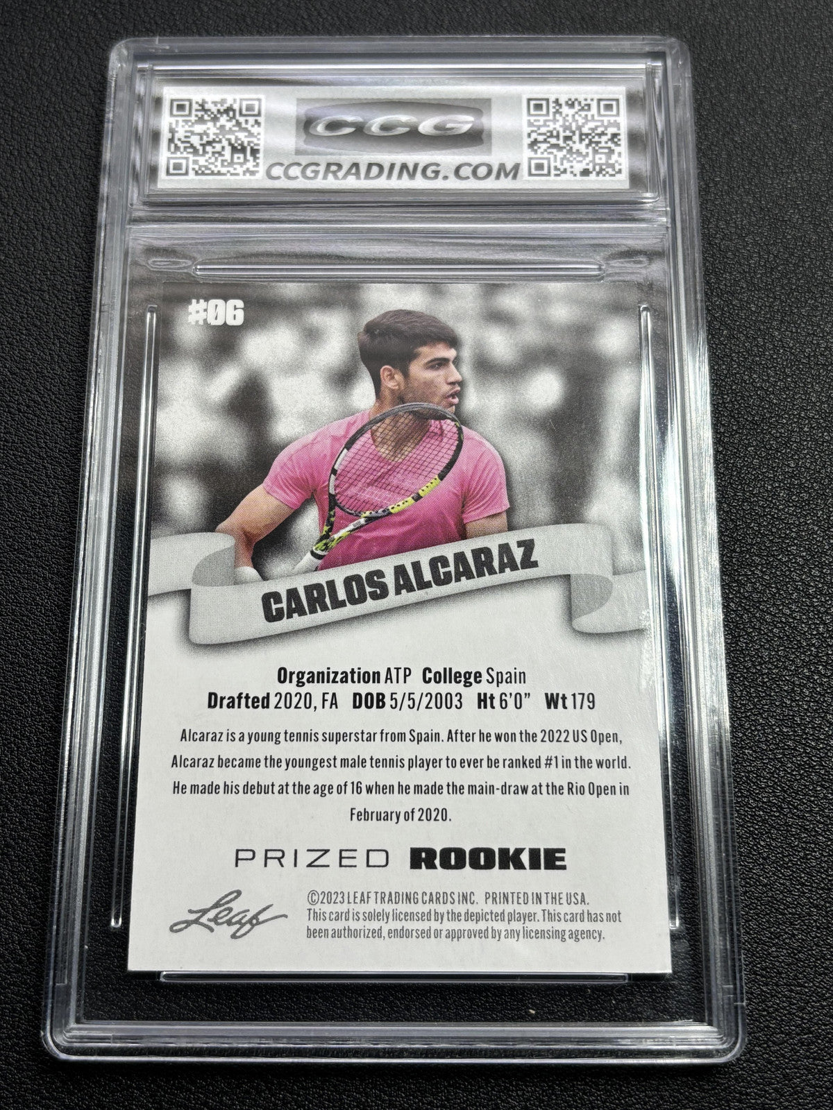 Carlos Alcaraz 2023 Leaf Prized Rookie CCG 10