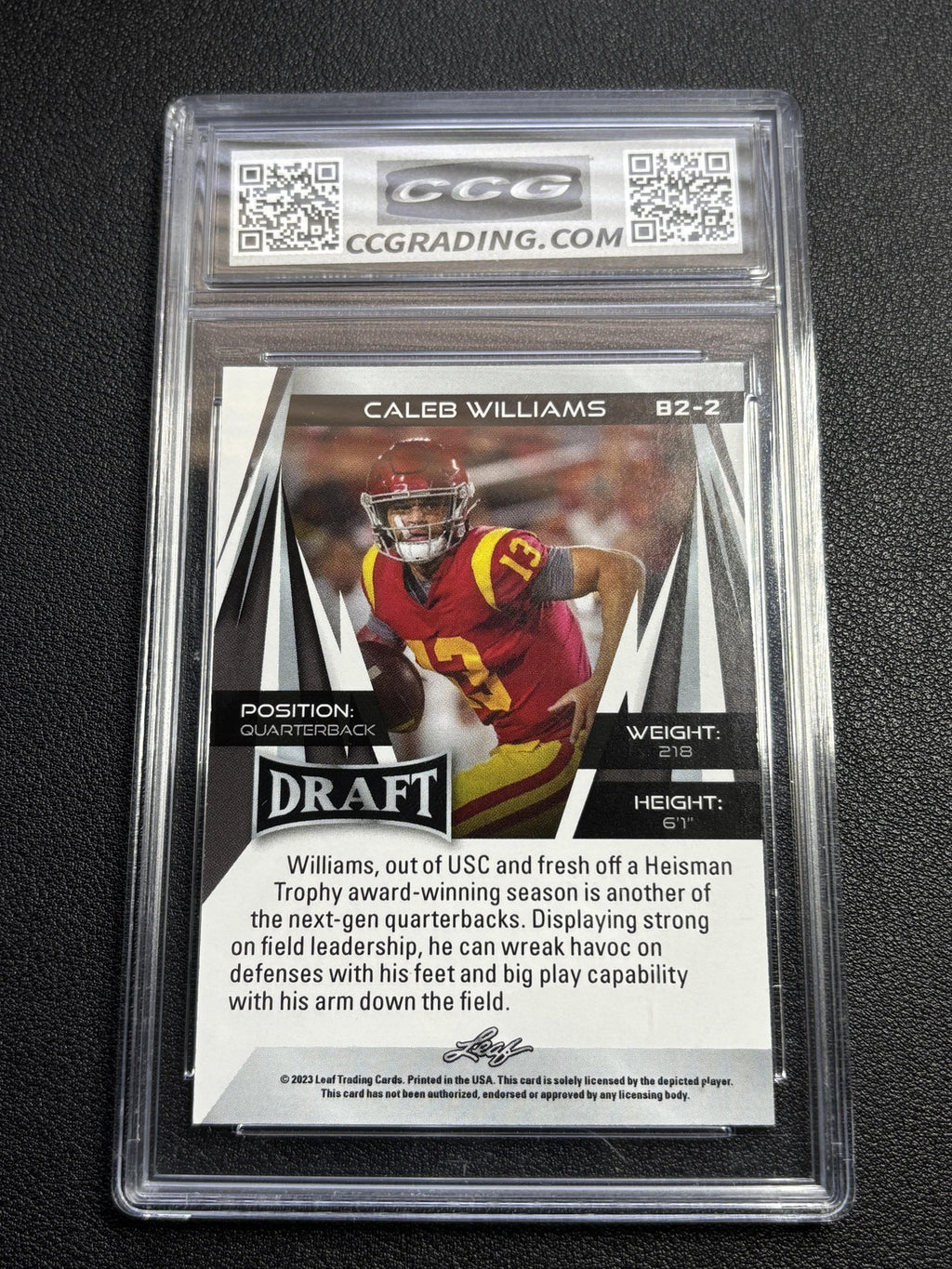 Caleb Williams 2023 Leaf Draft V2 Gold Rookie CCG 10
