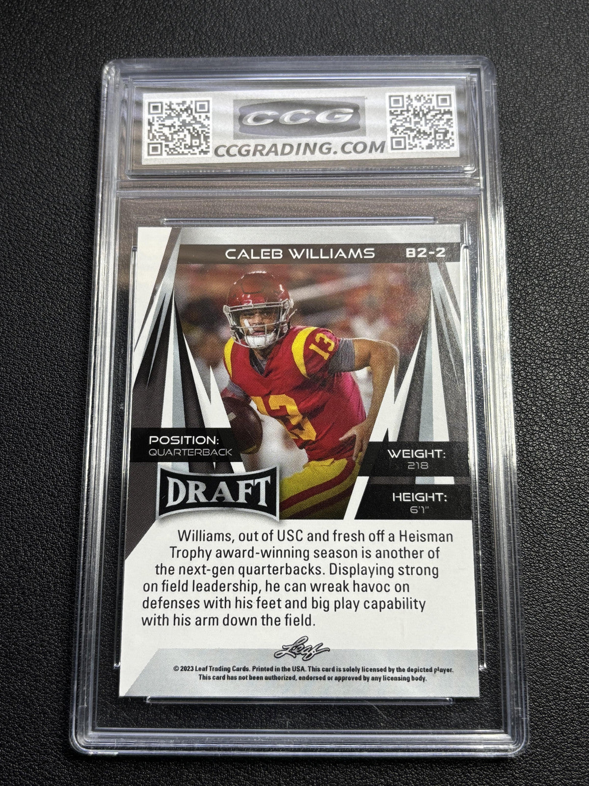 Caleb Williams 2023 Leaf Draft V2 Gold Rookie CCG 10