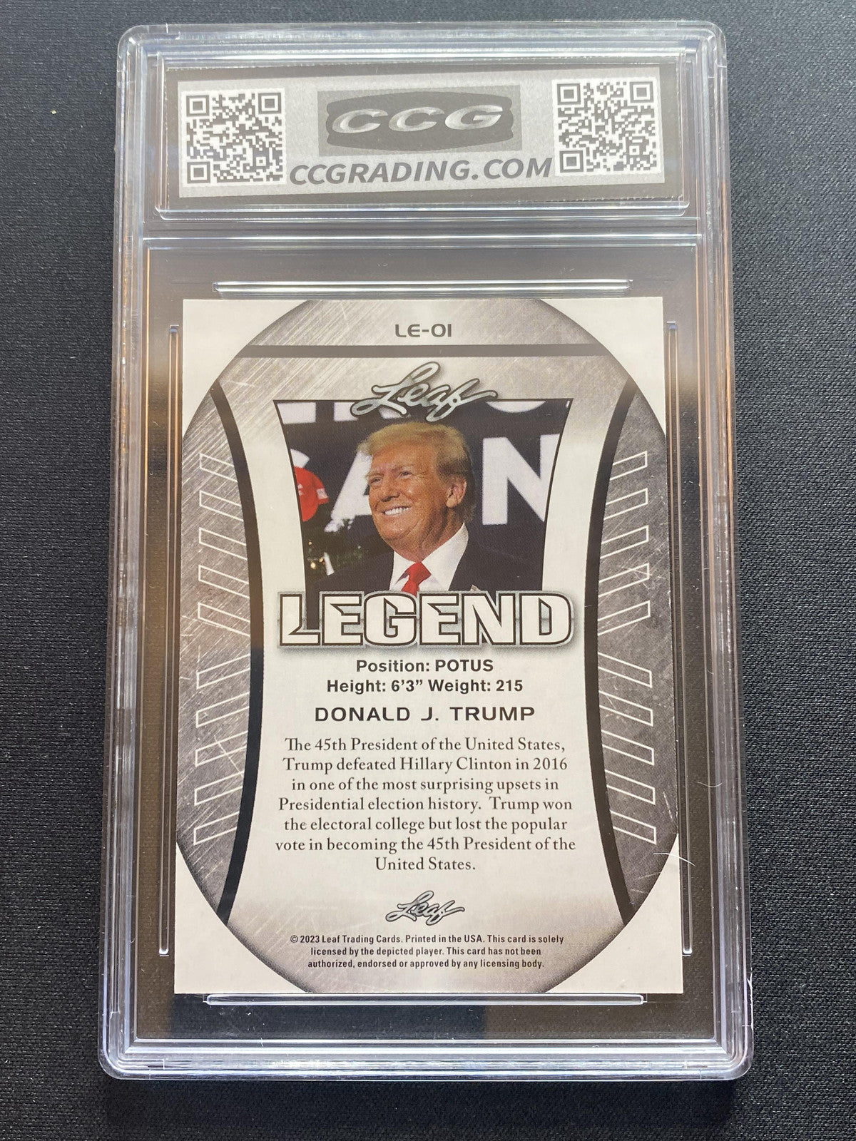 Donald Trump 2023 Leaf Legend LE01 Exclusive Edition CCG 10 RC