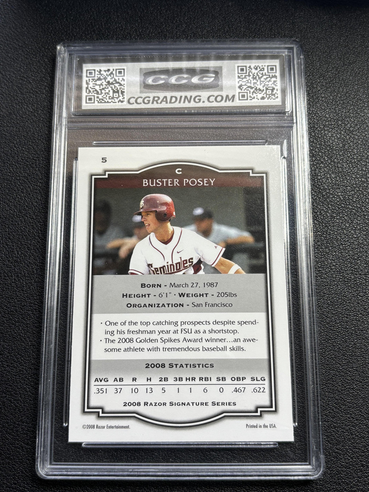 Buster Posey 2008 Razor Signature Series Draft Pick Round 1 CCG 10
