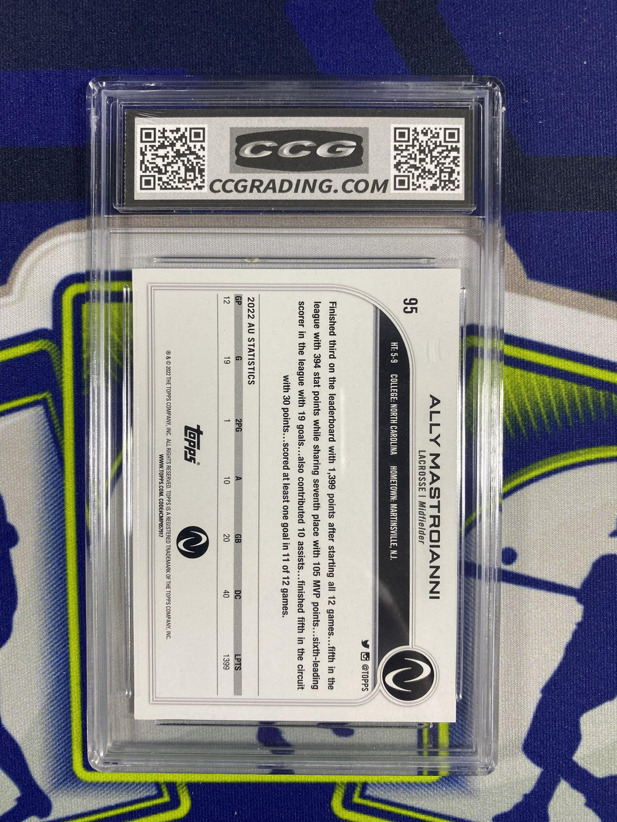 Ally Mastroianni 2022 Topps Athletes Unlimited 95 CCG 9.5 RC