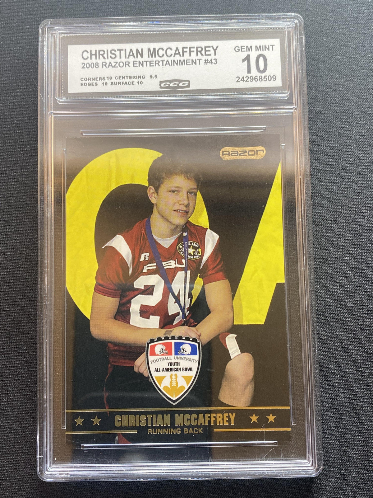 Christian McCaffrey 2008 Razor Youth All American Bowl 43 CCG 10 RC